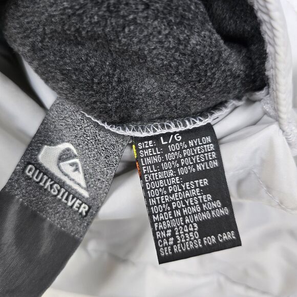 Vintage Quicksilver Y2K Reversible Puffer Zip Jacket Mens Sz L Gray Embroidered - Picture 7 of 9